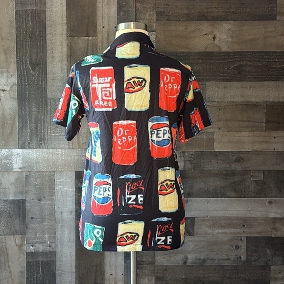 Men’s Hawaiian shirt medium soda can tropical party resortwear summer vacation - Picture 8 of 10